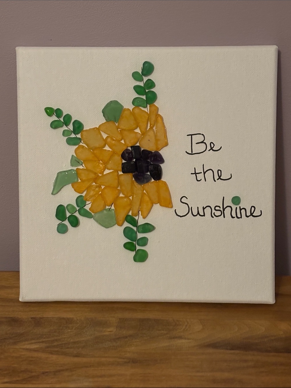 Artisan Sunflower Sea Glass Canvas Art - Yellow, Green, Black